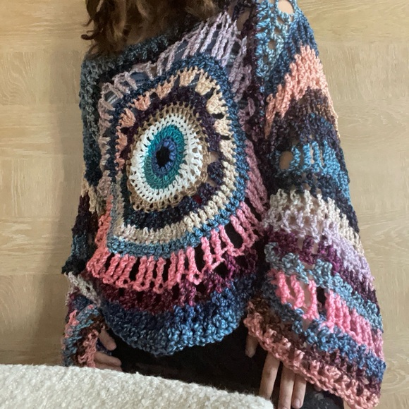 Hand made evil eye sweater - Picture 2 of 3